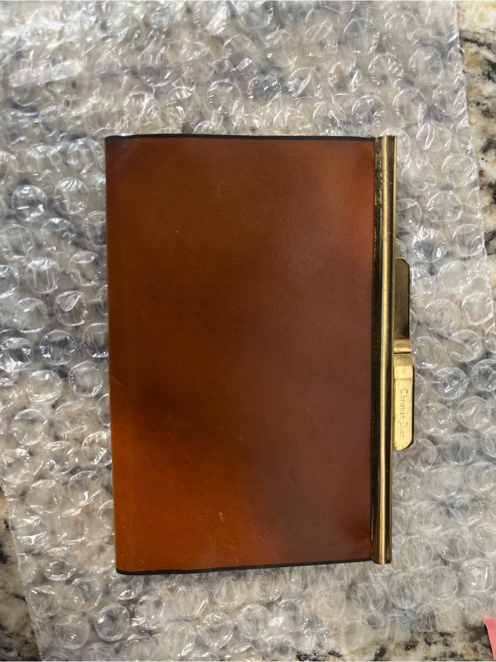 Dior Brown Leather change wallet Case with Gold Trim